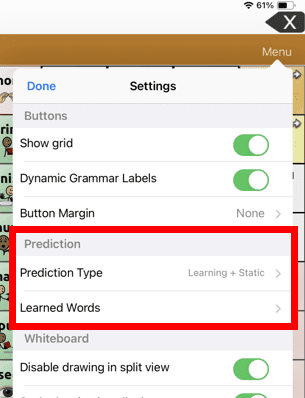 App Update 246 Word Prediction Settings